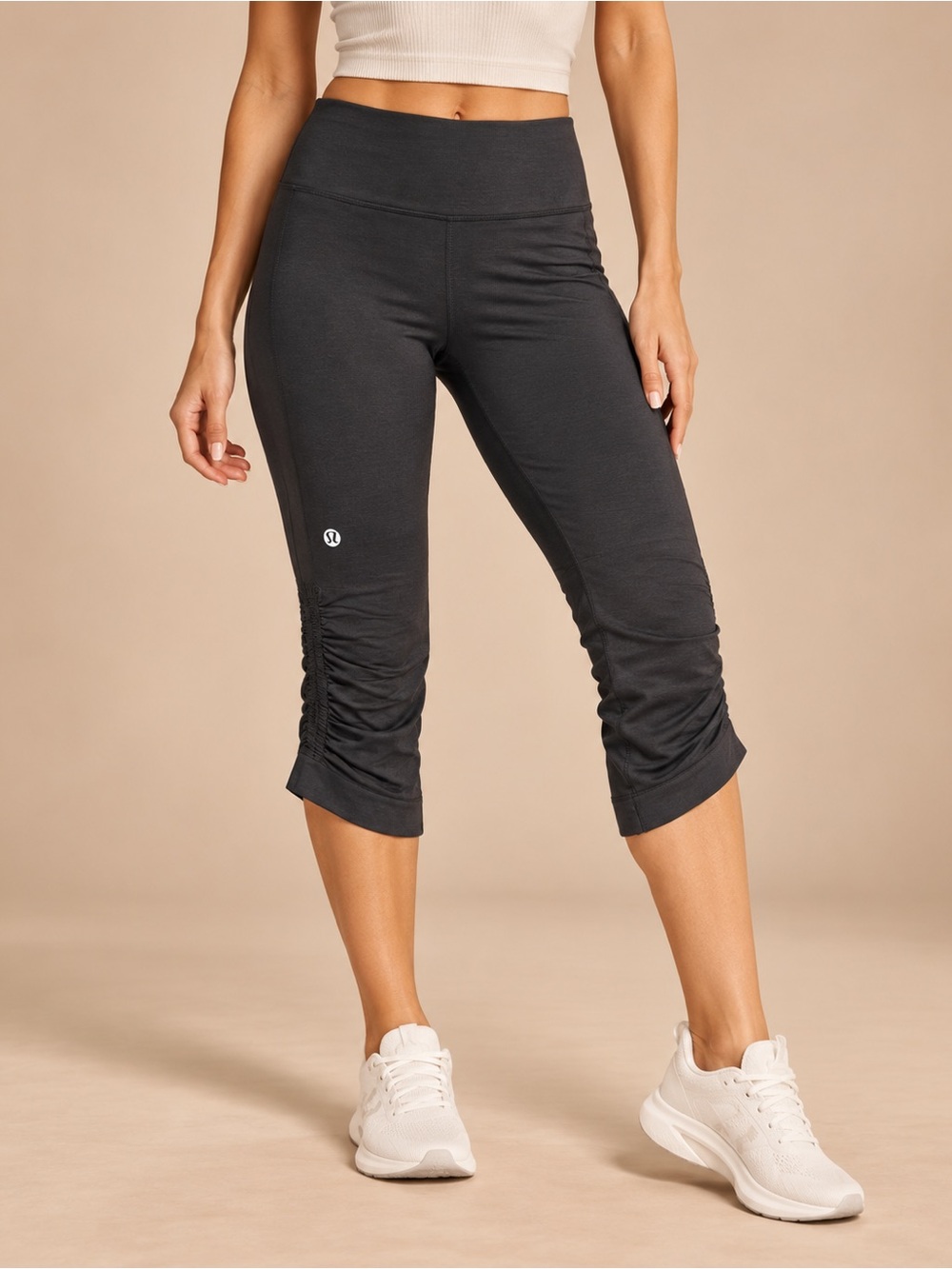 lululemon athletica Black Ruched Capri Leggings